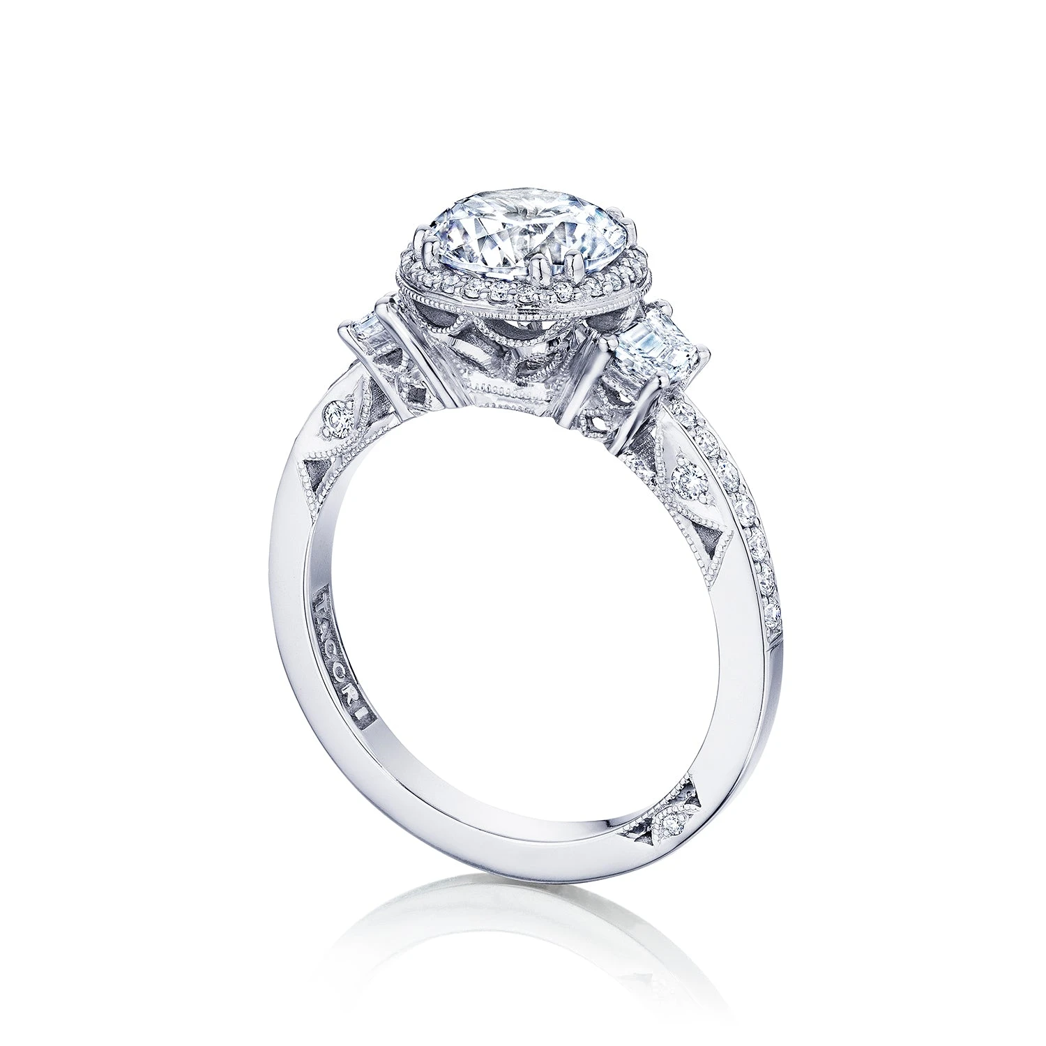 Tacori 18k White Gold Dantela Round Diamond Engagement Ring Setting (0.69 CTW) 5 Tacori 18k White Gold Dantela Round Diamond Engagement Ring Setting (0.69 CTW) - Image 3