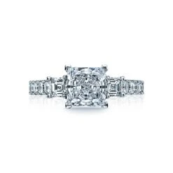 Tacori 18k White Gold Clean Crescent Princess Diamond Engagement Ring Setting (1.17 CTW)