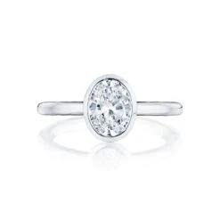 Tacori 18k White Gold Starlit Oval Diamond Engagement Ring Setting (0.01 CTW)