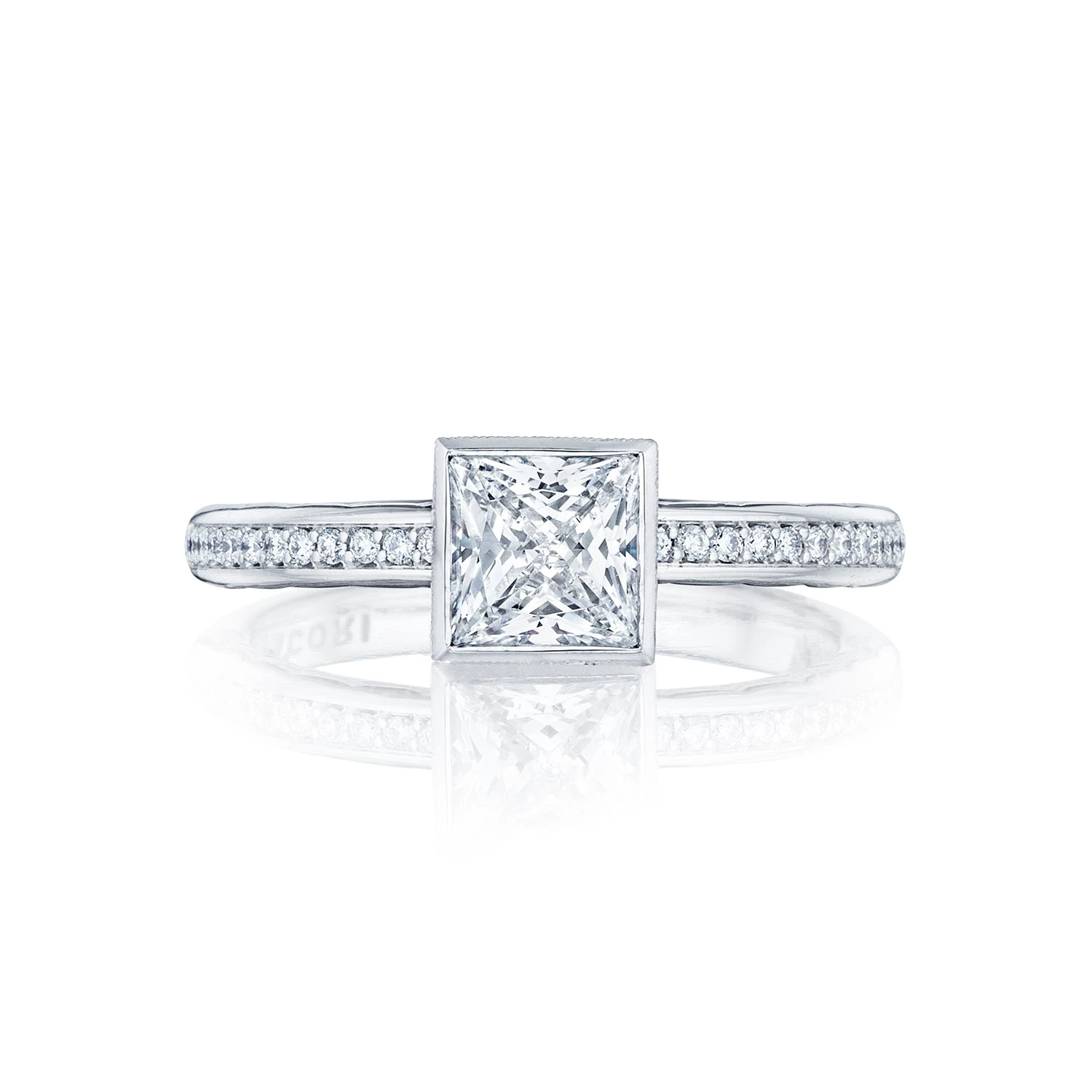 Tacori 18k White Gold Starlit Princess Diamond Engagement Ring Setting (0.13 CTW) 3 Tacori 18k White Gold Starlit Princess Diamond Engagement Ring Setting (0.13 CTW)
