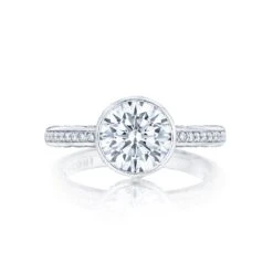 Tacori 18k White Gold Starlit Round Diamond Engagement Ring Setting (0.13 CTW)
