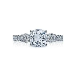 Tacori 18k White Gold Clean Crescent Round Diamond Engagement Ring Setting (1.01 CTW)