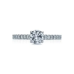 Tacori 18k White Gold Clean Crescent Round Diamond Engagement Ring Setting (0.53 CTW)