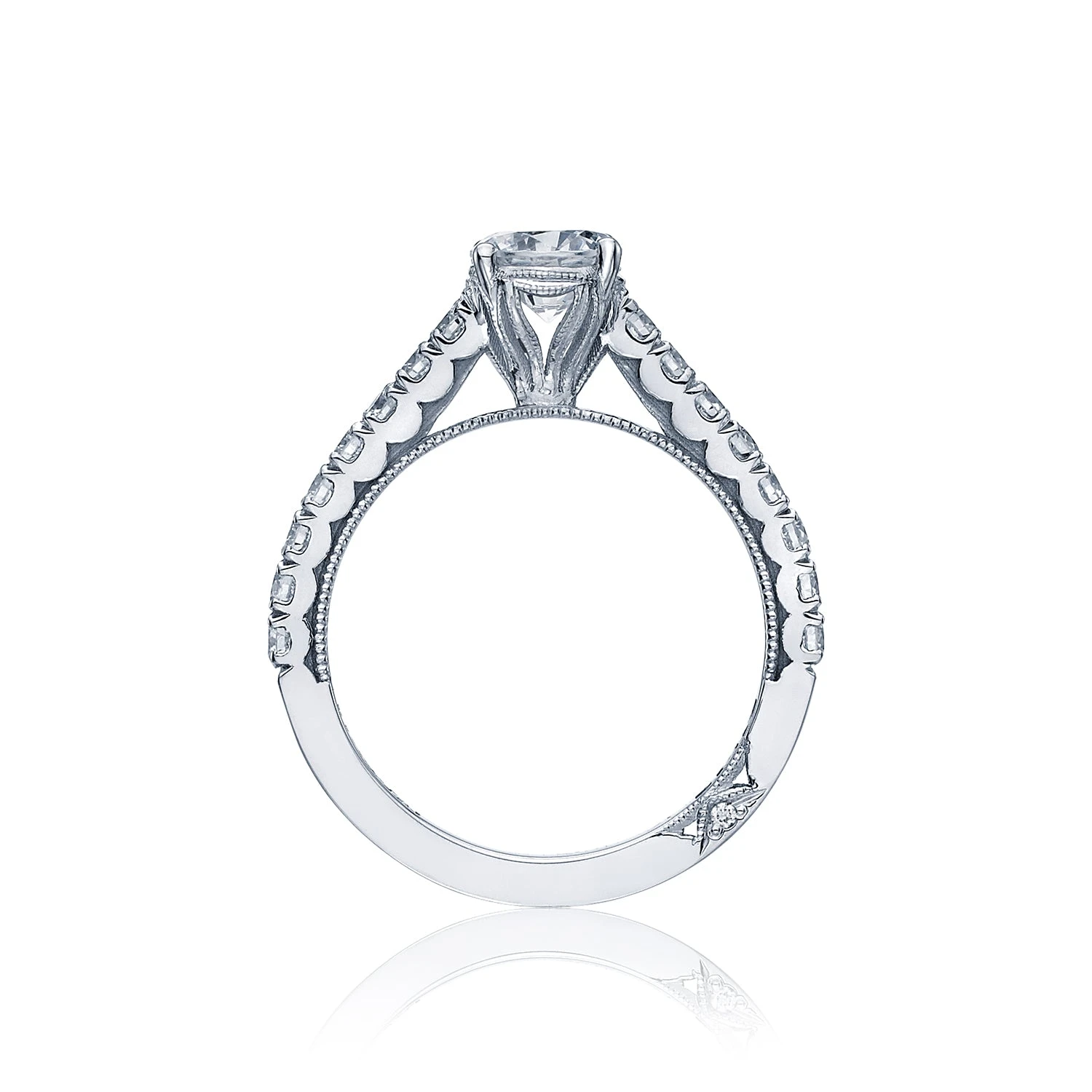 Tacori 18k White Gold Clean Crescent Round Diamond Engagement Ring Setting (0.53 CTW) 4 Tacori 18k White Gold Clean Crescent Round Diamond Engagement Ring Setting (0.53 CTW) - Image 2