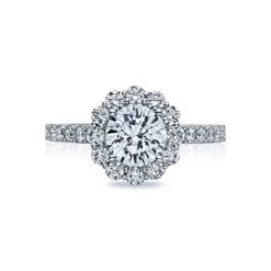 Tacori 18k White Gold Full Bloom Round Diamond Engagement Ring Setting (0.99 CTW)