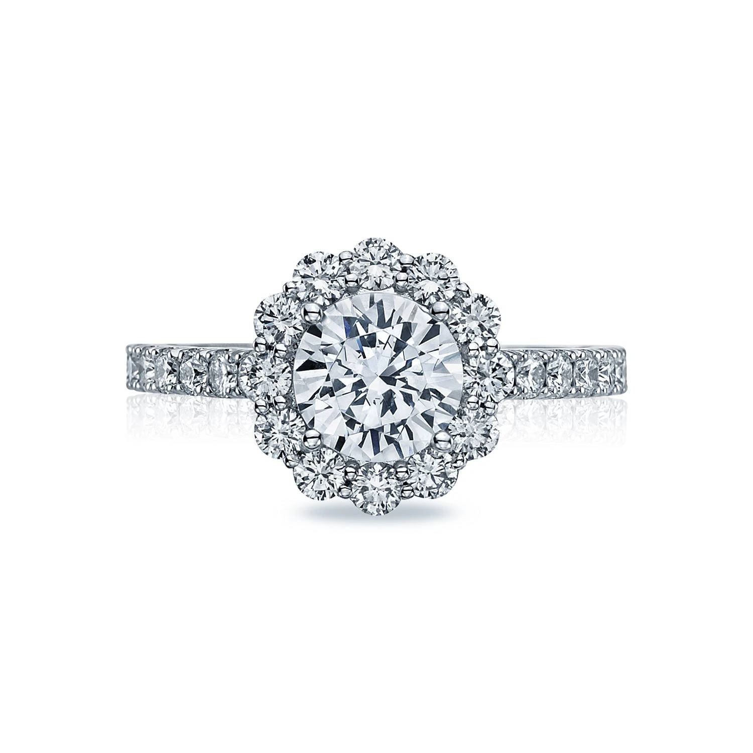 Tacori 18k White Gold Full Bloom Round Diamond Engagement Ring Setting (0.99 CTW) 3 Tacori 18k White Gold Full Bloom Round Diamond Engagement Ring Setting (0.99 CTW)