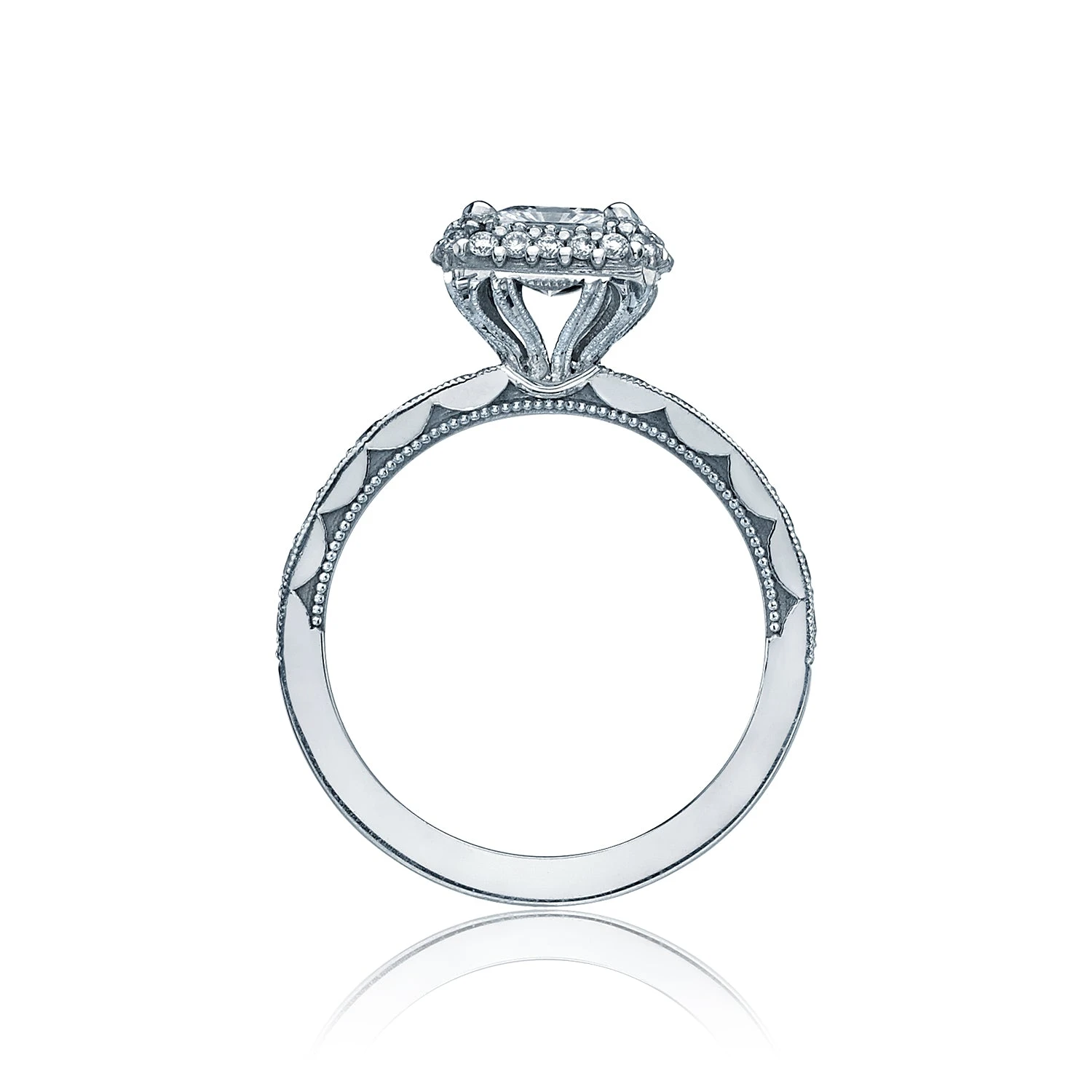 Tacori 18k White Gold Blooming Beauties White Gold Princess Diamond Engagement Ring Setting (0.65 CTW) 4 Tacori 18k White Gold Blooming Beauties White Gold Princess Diamond Engagement Ring Setting (0.65 CTW) - Image 2