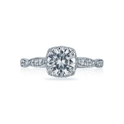 Tacori 18k White Gold Dantela Round Diamond Engagement Ring Setting (0.25 CTW)