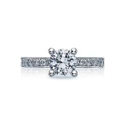 Tacori 18k White Gold Sculpted Crescent Round Diamond Engagement Ring Setting (0.41 CTW)