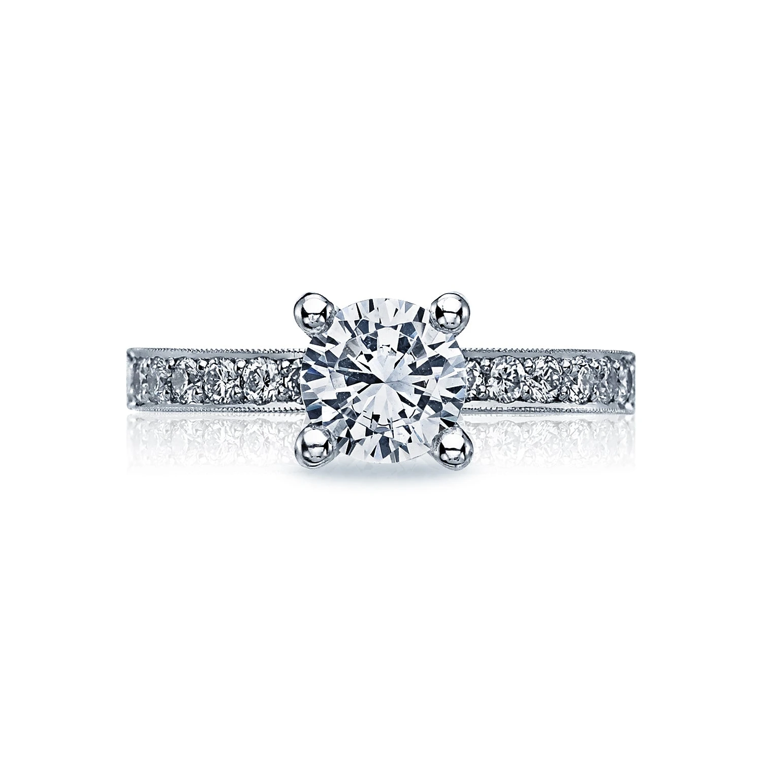 Tacori 18k White Gold Sculpted Crescent Round Diamond Engagement Ring Setting (0.41 CTW) 3 Tacori 18k White Gold Sculpted Crescent Round Diamond Engagement Ring Setting (0.41 CTW)