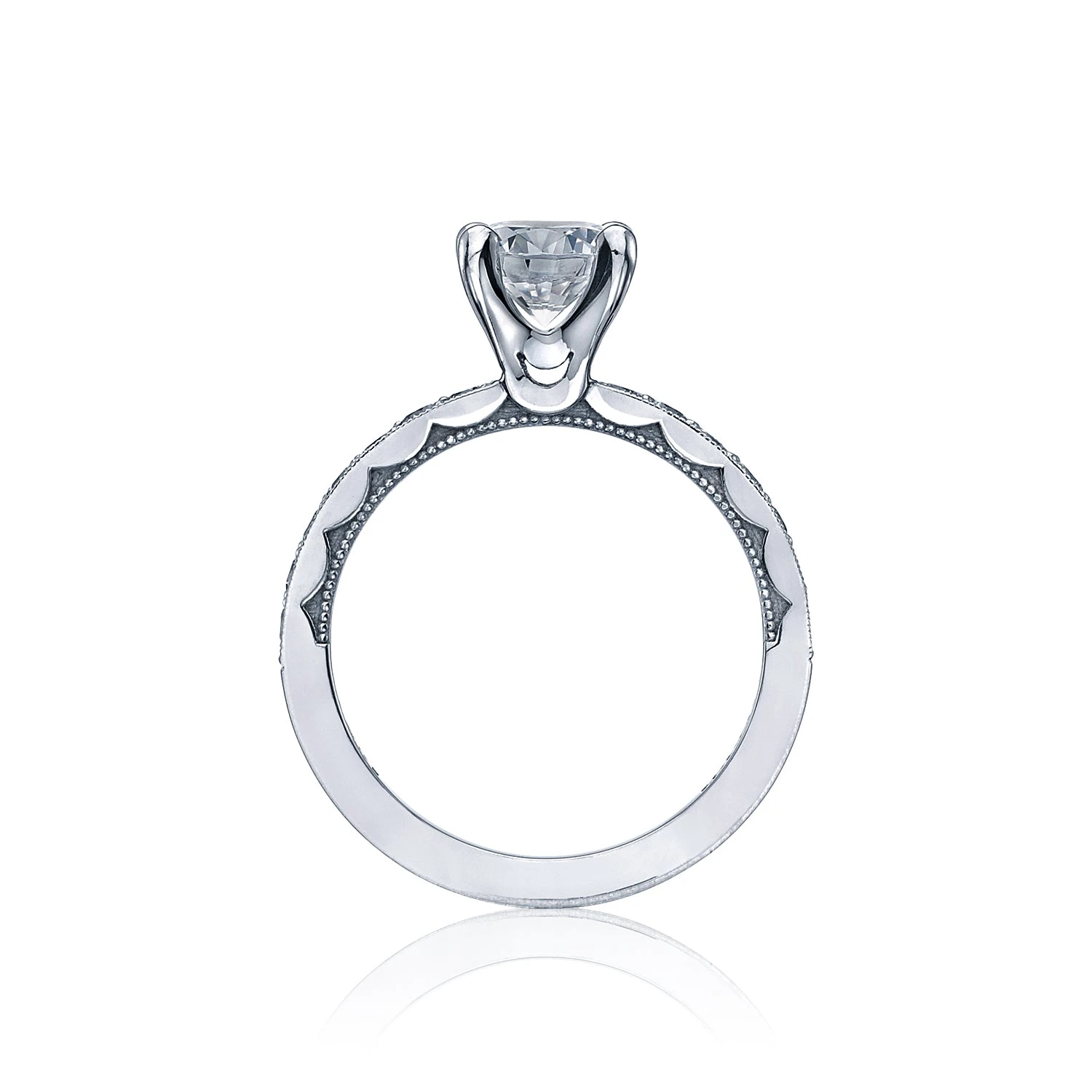 Tacori 18k White Gold Sculpted Crescent Round Diamond Engagement Ring Setting (0.41 CTW) 4 Tacori 18k White Gold Sculpted Crescent Round Diamond Engagement Ring Setting (0.41 CTW) - Image 2