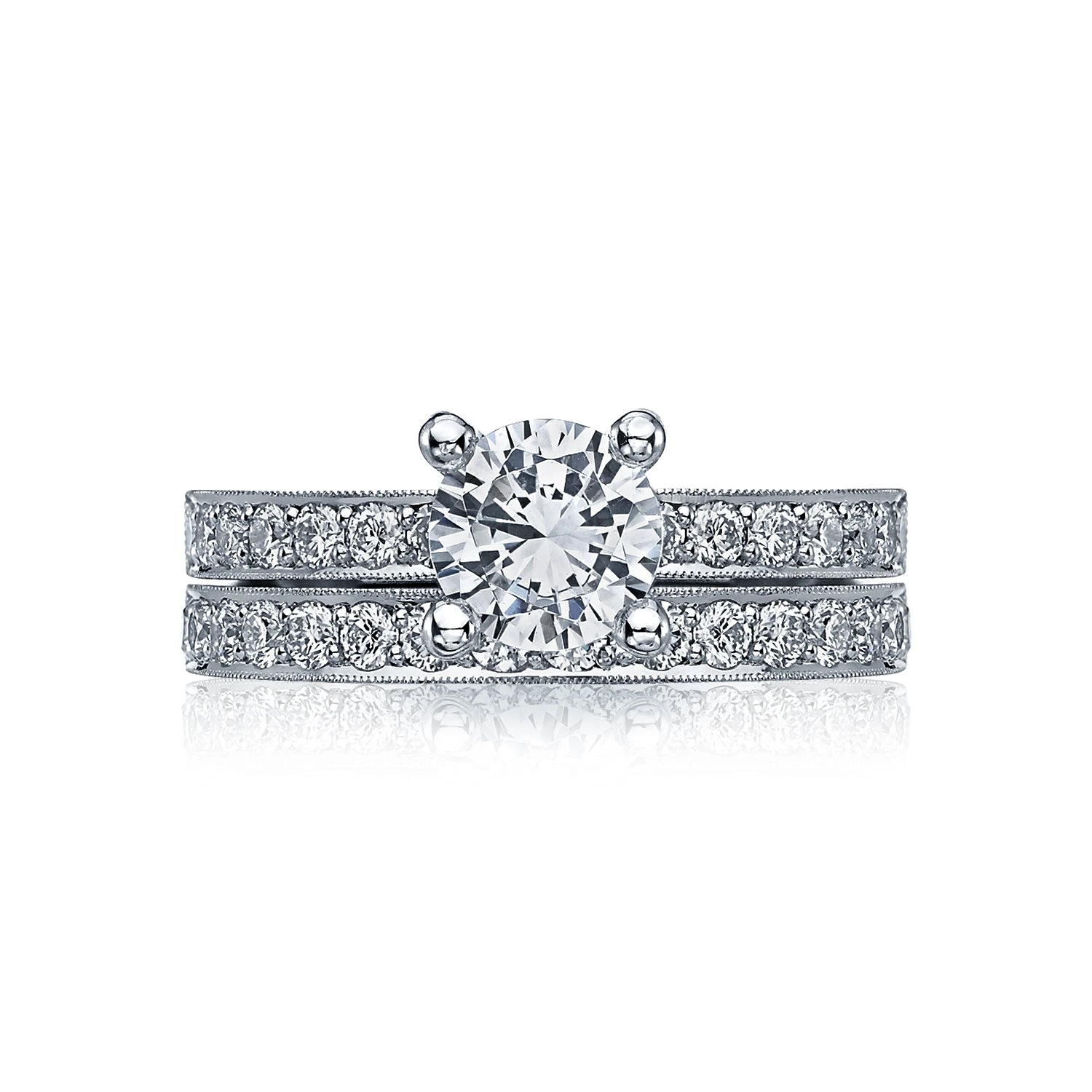 Tacori 18k White Gold Sculpted Crescent Round Diamond Engagement Ring Setting (0.41 CTW) 5 Tacori 18k White Gold Sculpted Crescent Round Diamond Engagement Ring Setting (0.41 CTW) - Image 3