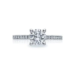 Tacori 18k White Gold Sculpted Crescent Round Diamond Engagement Ring Setting (0.19 CTW)