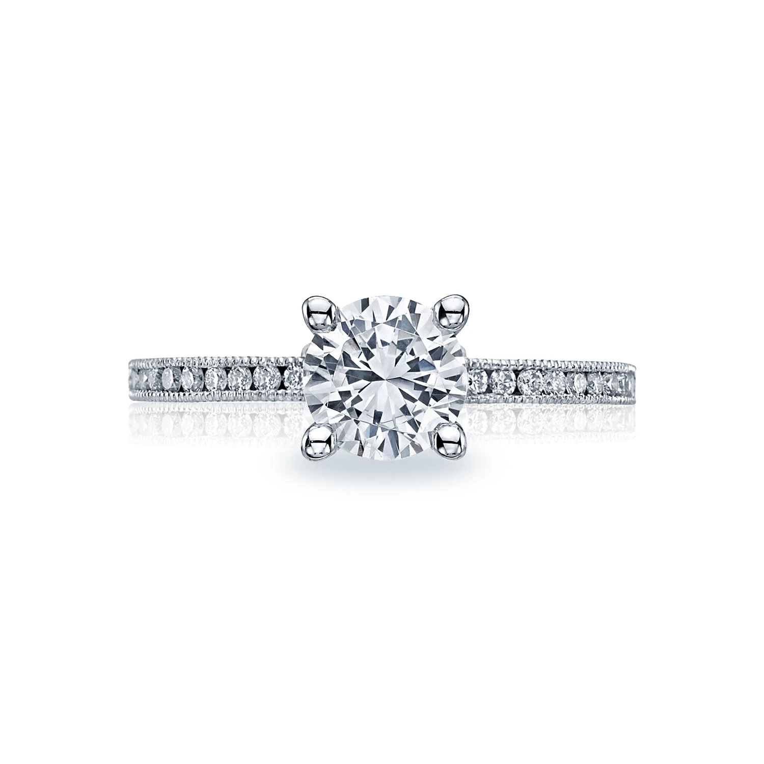 Tacori 18k White Gold Sculpted Crescent Round Diamond Engagement Ring Setting (0.19 CTW) 3 Tacori 18k White Gold Sculpted Crescent Round Diamond Engagement Ring Setting (0.19 CTW)