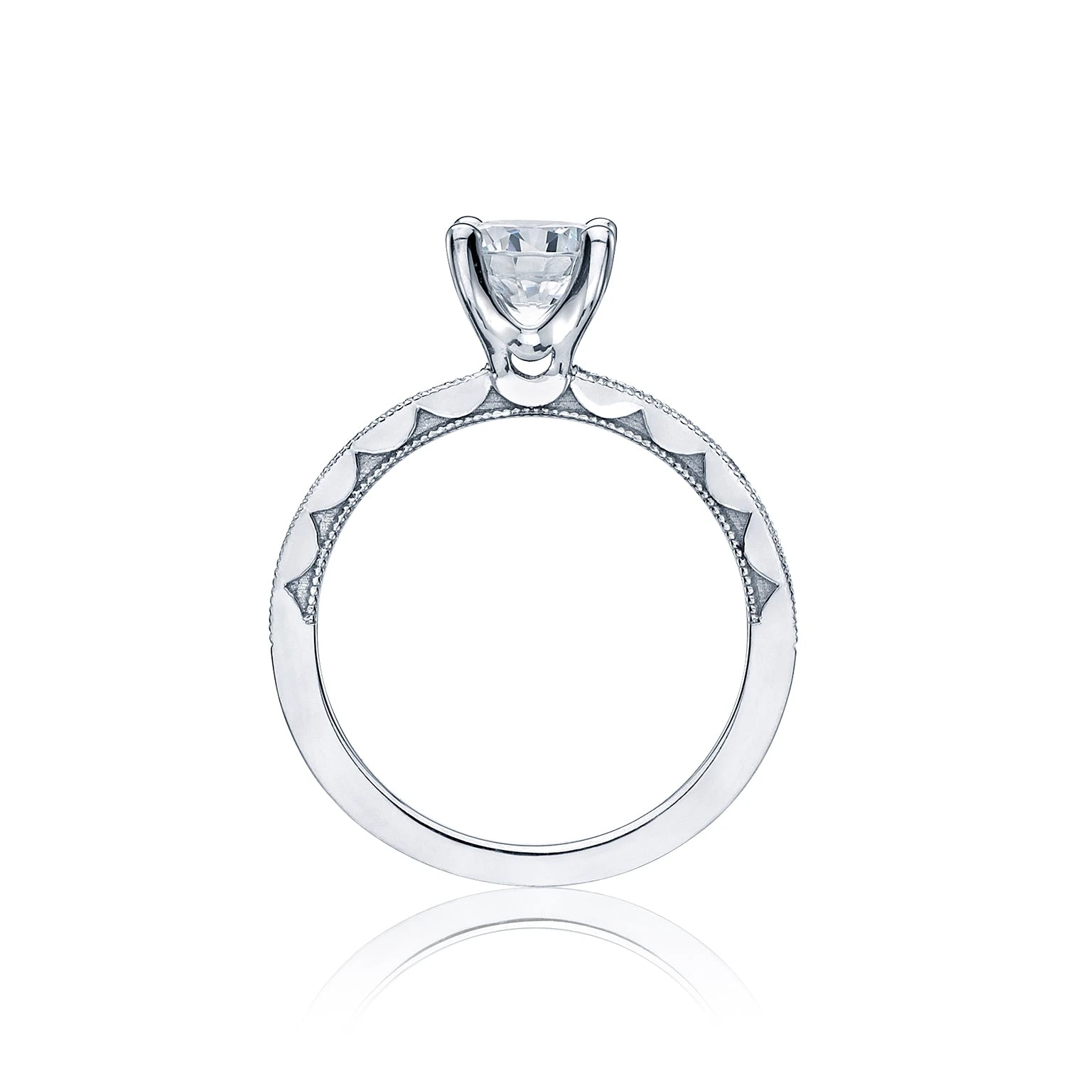 Tacori 18k White Gold Sculpted Crescent Round Diamond Engagement Ring Setting (0.19 CTW) 4 Tacori 18k White Gold Sculpted Crescent Round Diamond Engagement Ring Setting (0.19 CTW) - Image 2
