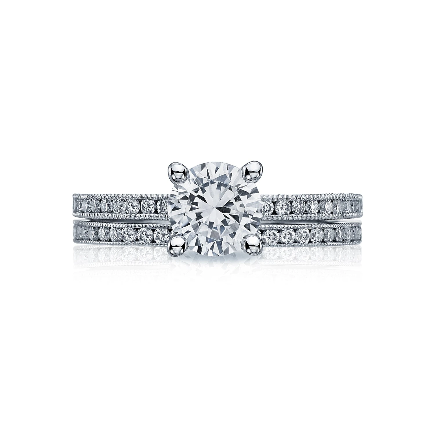 Tacori 18k White Gold Sculpted Crescent Round Diamond Engagement Ring Setting (0.19 CTW) 5 Tacori 18k White Gold Sculpted Crescent Round Diamond Engagement Ring Setting (0.19 CTW) - Image 3