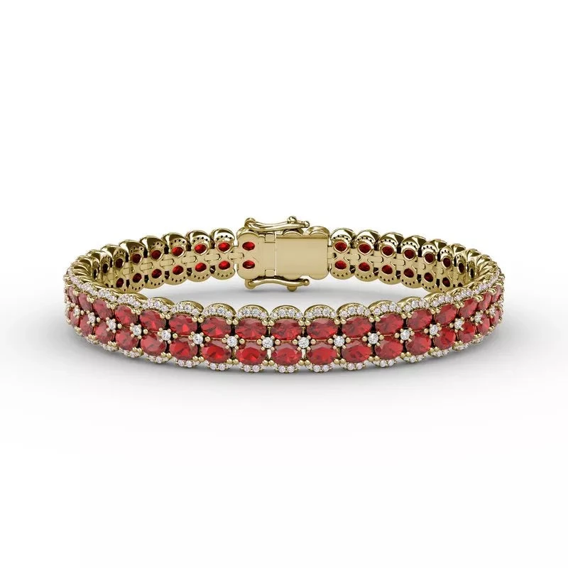 Fana Double Oval Ruby And Diamond Bracelet 4 Fana Double Oval Ruby And Diamond Bracelet - Image 2