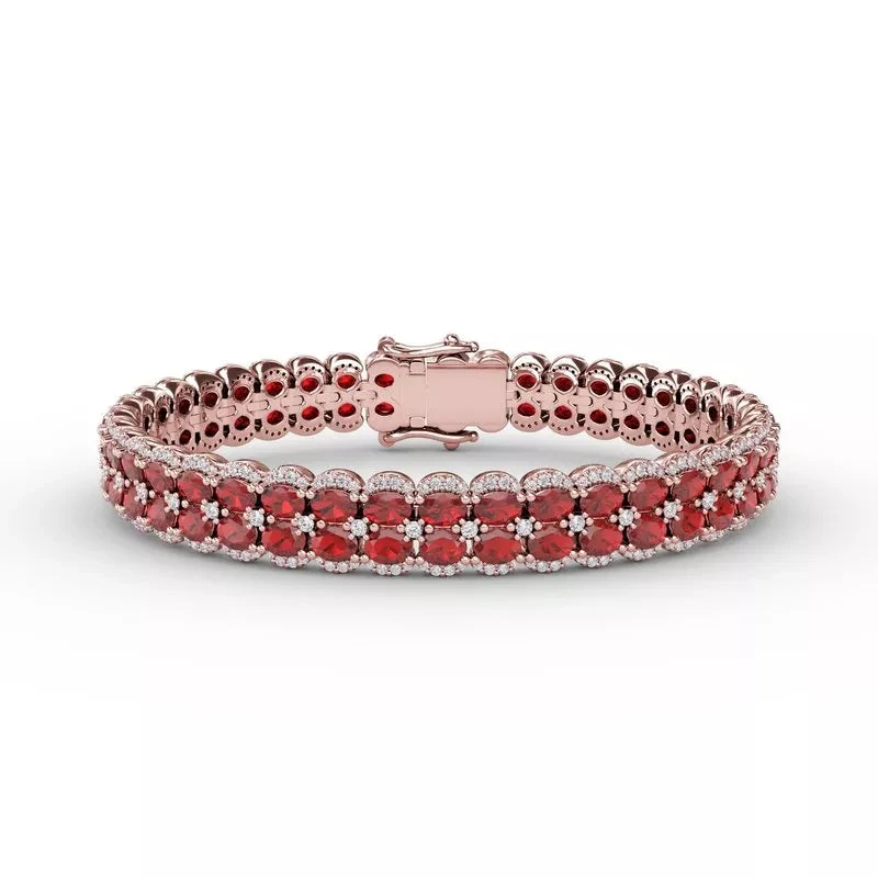 Fana Double Oval Ruby And Diamond Bracelet 5 Fana Double Oval Ruby And Diamond Bracelet - Image 3