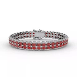 Fana Double Oval Ruby And Diamond Bracelet