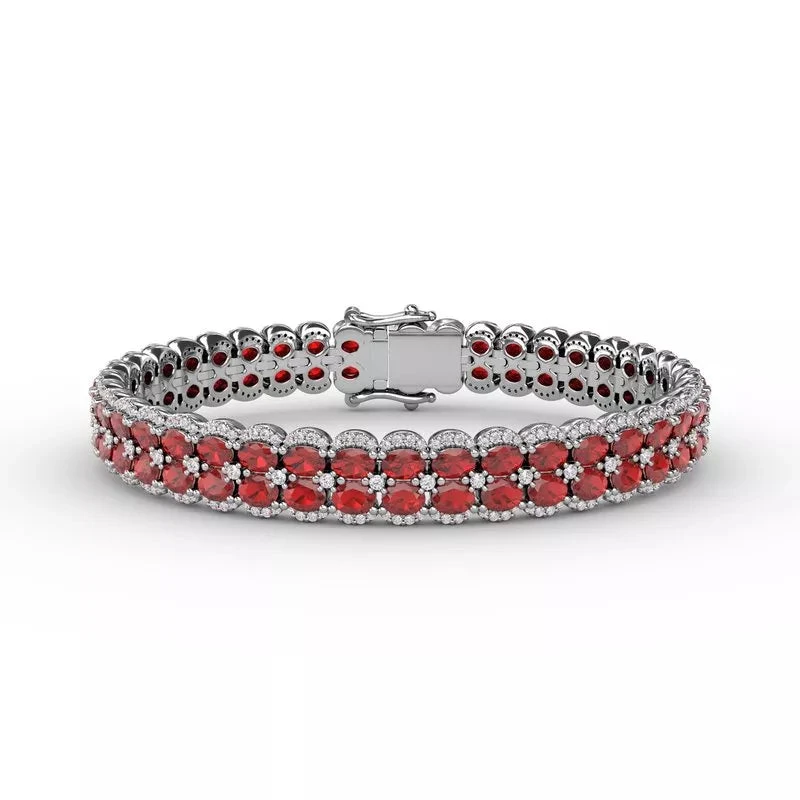 Fana Double Oval Ruby And Diamond Bracelet 3 Fana Double Oval Ruby And Diamond Bracelet