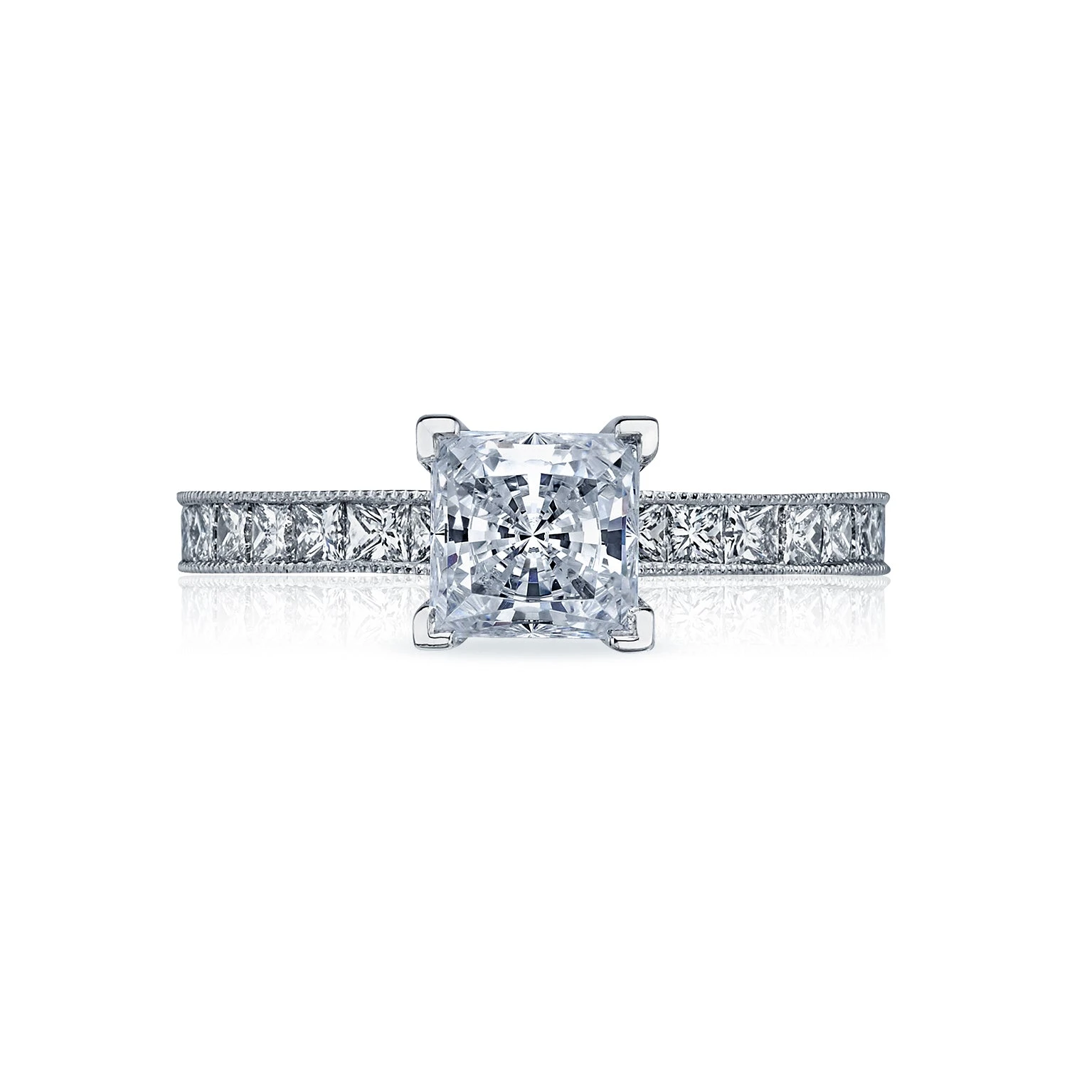Tacori 18k White Gold Sculpted Crescent Princess Diamond Engagement Ring Setting (0.7 CTW) 3 Tacori 18k White Gold Sculpted Crescent Princess Diamond Engagement Ring Setting (0.7 CTW)