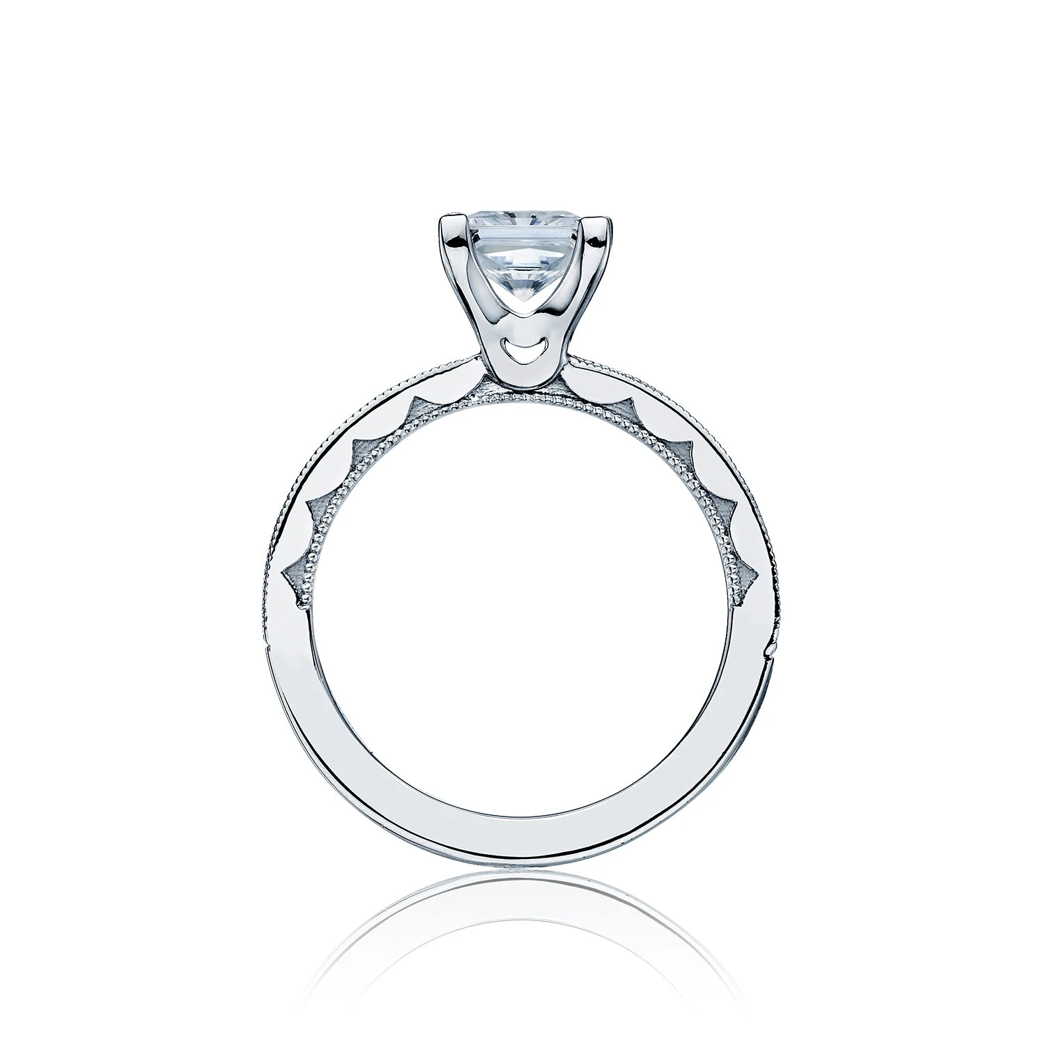 Tacori 18k White Gold Sculpted Crescent Princess Diamond Engagement Ring Setting (0.7 CTW) 4 Tacori 18k White Gold Sculpted Crescent Princess Diamond Engagement Ring Setting (0.7 CTW) - Image 2