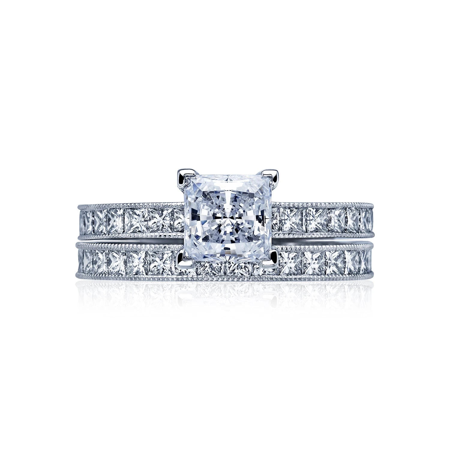 Tacori 18k White Gold Sculpted Crescent Princess Diamond Engagement Ring Setting (0.7 CTW) 5 Tacori 18k White Gold Sculpted Crescent Princess Diamond Engagement Ring Setting (0.7 CTW) - Image 3