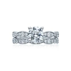 Tacori 18k White Gold Sculpted Crescent Round Diamond Engagement Ring Setting (0.28 CTW) -DIAMOND JEWELRY SHOP 46 25rd65 30