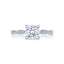 Tacori Platinum Sculpted Crescent Round Diamond Engagement Ring Setting (0.15 CTW)