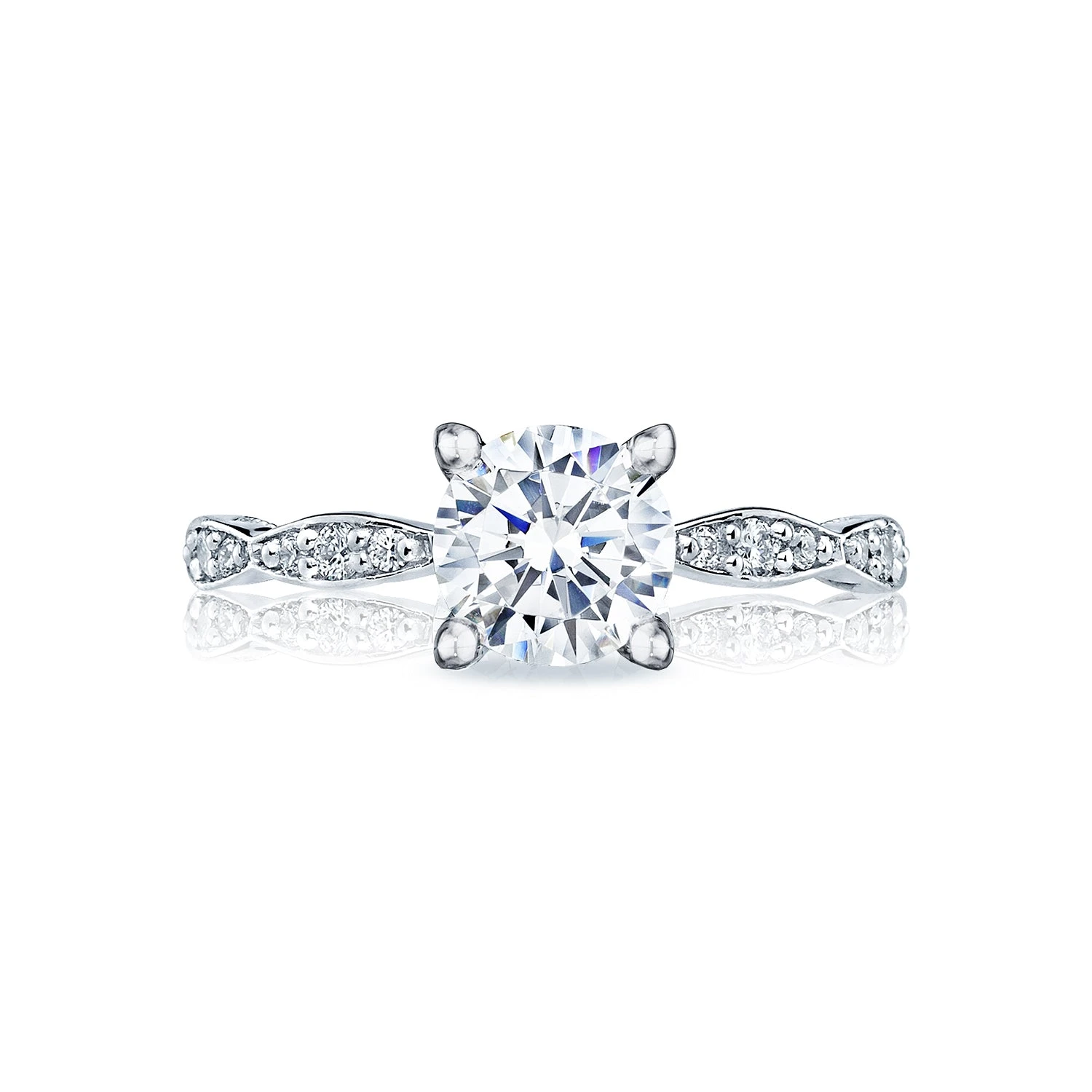 Tacori Platinum Sculpted Crescent Round Diamond Engagement Ring Setting (0.15 CTW) 3 Tacori Platinum Sculpted Crescent Round Diamond Engagement Ring Setting (0.15 CTW)