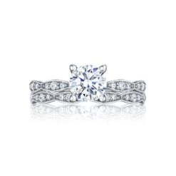 Tacori Platinum Sculpted Crescent Round Diamond Engagement Ring Setting (0.15 CTW) 7 Tacori Platinum Sculpted Crescent Round Diamond Engagement Ring Setting (0.15 CTW) -DIAMOND JEWELRY SHOP 46 2rd65 30