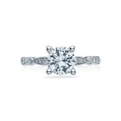 Tacori 18k White Gold Sculpted Crescent Round Diamond Engagement Ring Setting (0.17 CTW)