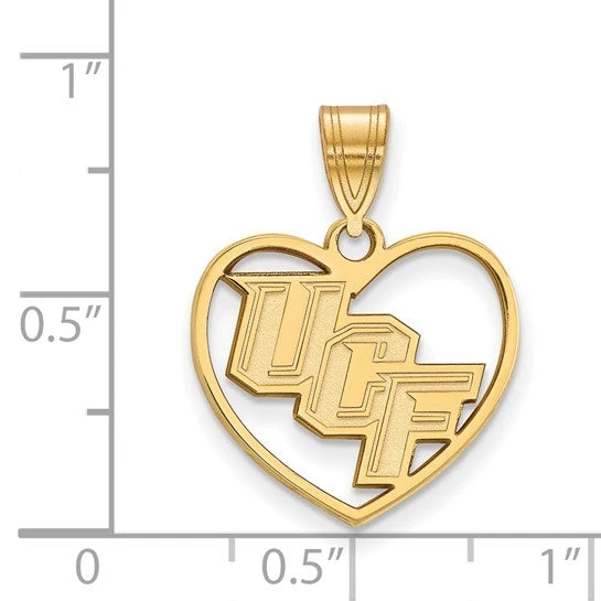 Sterling Silver Gold-plated LogoArt University Of Central Florida U-C-F Heart Pendant 4 Sterling Silver Gold-plated LogoArt University Of Central Florida U-C-F Heart Pendant - Image 2