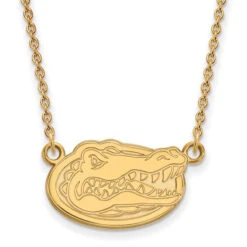 14k Yellow Gold LogoArt University Of Florida Gator Small Pendant 18 Inch Necklace
