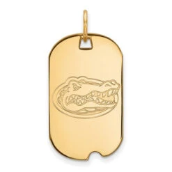 14k Gold LogoArt University Of Florida Gator Small Dog Tag Pendant