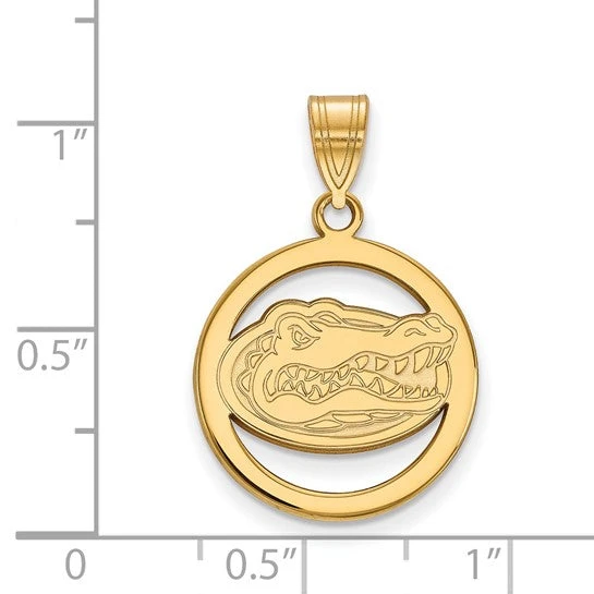 Sterling Silver Gold-plated LogoArt University Of Florida Gator Medium Circle Pendant 4 Sterling Silver Gold-plated LogoArt University Of Florida Gator Medium Circle Pendant - Image 2