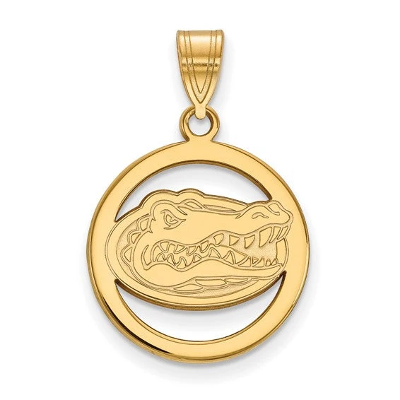 Sterling Silver Gold-plated LogoArt University Of Florida Gator Medium Circle Pendant 3 Sterling Silver Gold-plated LogoArt University Of Florida Gator Medium Circle Pendant