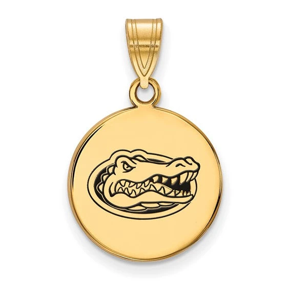 Sterling Silver Gold-plated LogoArt University Of Florida Gator Medium Enameled Disc Pendant 3 Sterling Silver Gold-plated LogoArt University Of Florida Gator Medium Enameled Disc Pendant