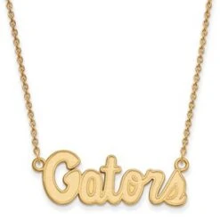 14k Gold LogoArt University Of Florida Gators Script Small Pendant 18 Inch Necklace