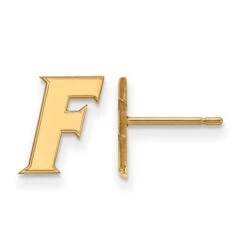 Sterling Silver Gold-plated LogoArt University Of Florida Letter F Extra Small Post Earrings