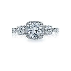 Tacori 18k White Gold Dantela Round Diamond Engagement Ring Setting (0.6 CTW)