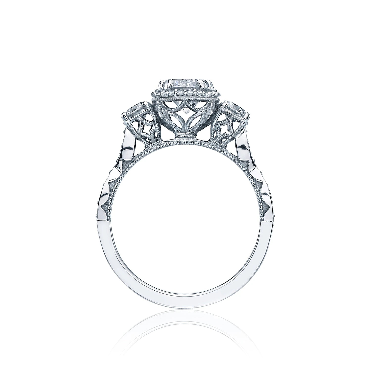 Tacori 18k White Gold Dantela Round Diamond Engagement Ring Setting (0.6 CTW) 4 Tacori 18k White Gold Dantela Round Diamond Engagement Ring Setting (0.6 CTW) - Image 2