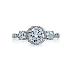 Tacori 18k White Gold Dantela Round Diamond Engagement Ring Setting (0.59 CTW)