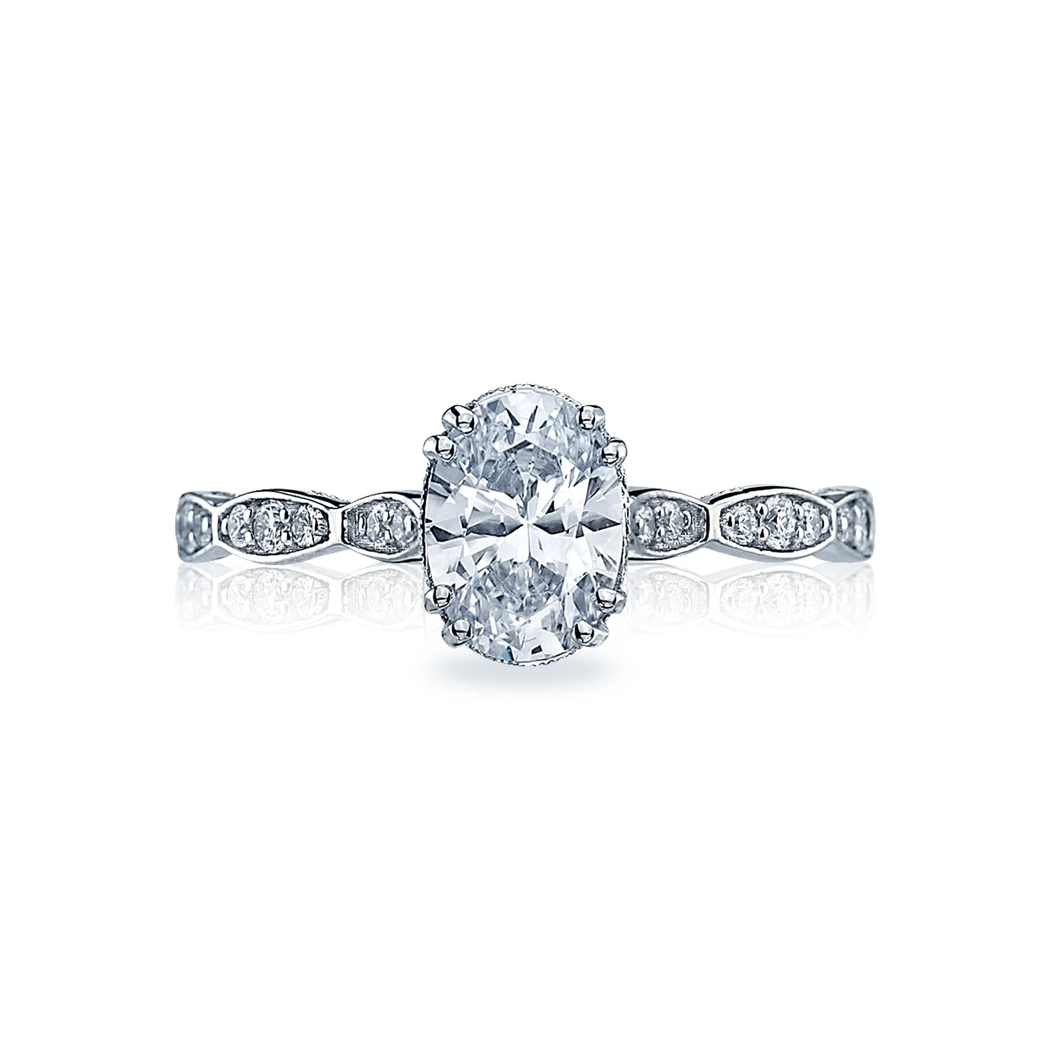Tacori 18k White Gold Sculpted Crescent Oval Diamond Engagement Ring Setting (0.16 CTW) 3 Tacori 18k White Gold Sculpted Crescent Oval Diamond Engagement Ring Setting (0.16 CTW)
