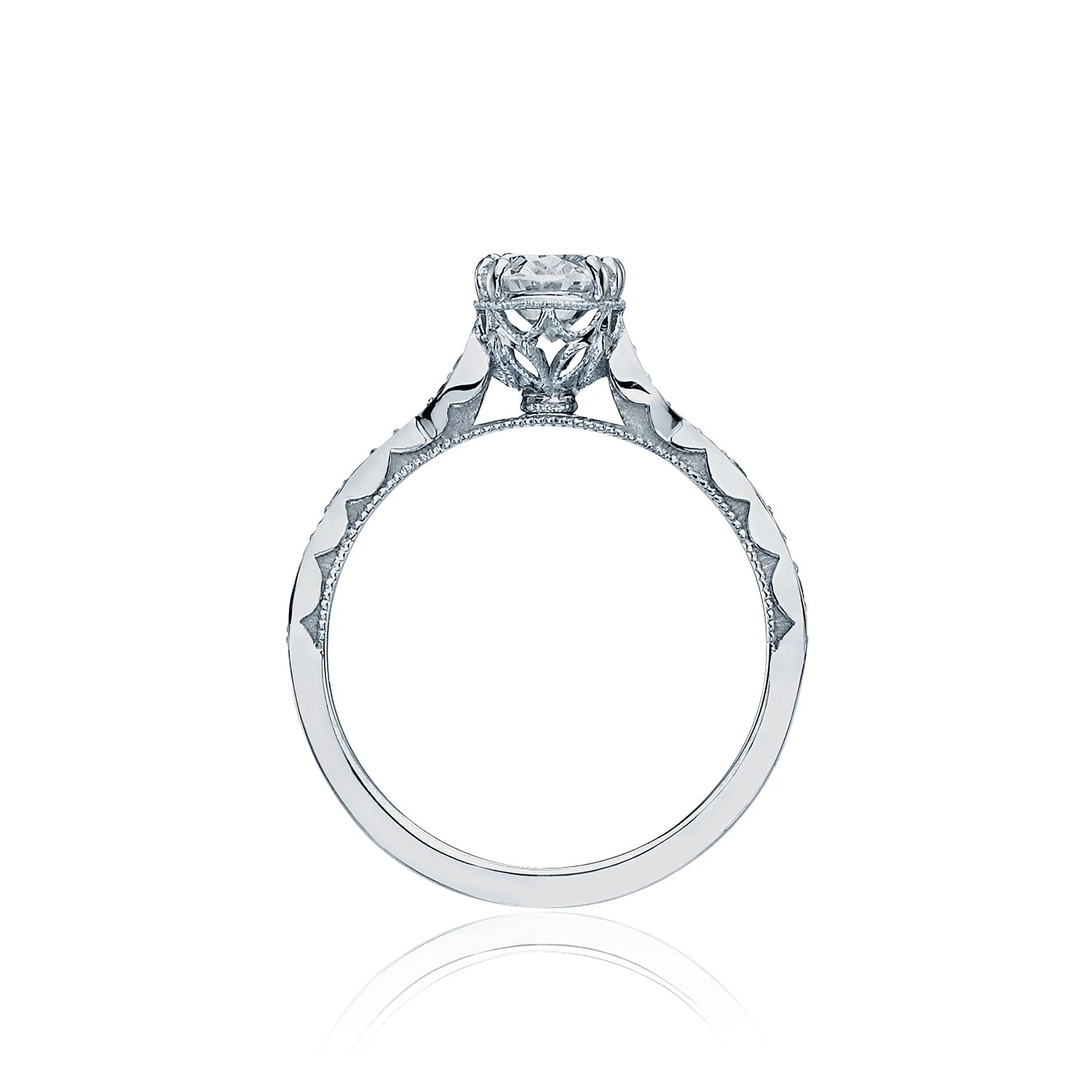 Tacori 18k White Gold Sculpted Crescent Oval Diamond Engagement Ring Setting (0.16 CTW) 4 Tacori 18k White Gold Sculpted Crescent Oval Diamond Engagement Ring Setting (0.16 CTW) - Image 2