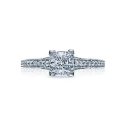 Tacori 18k White Gold Sculpted Crescent Princess Diamond Engagement Ring Setting (0.1 CTW)