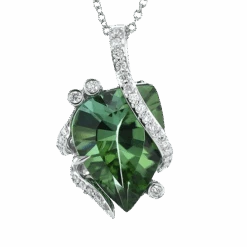 Simon G GREEN TOURMALINE PENDANT NECKLACE IN 18K GOLD WITH DIAMONDS