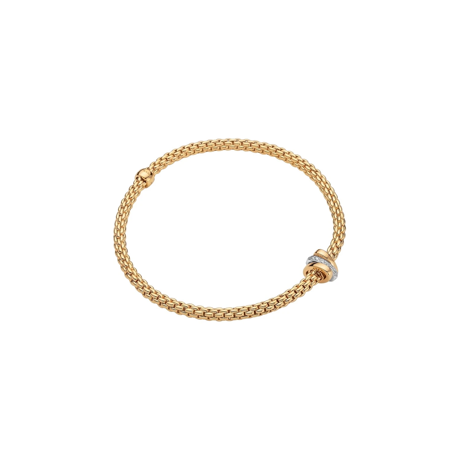 Fope PRIMA 18K Gold & Diamond Rondel Bracelet (0.10CTW) -Size Medium 3 Fope PRIMA 18K Gold & Diamond Rondel Bracelet (0.10CTW) -Size Medium