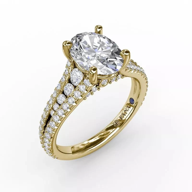FANA Oval Diamond Solitaire Engagement Ring Setting With Triple-Row Tapered Diamond Band 7 FANA Oval Diamond Solitaire Engagement Ring Setting With Triple-Row Tapered Diamond Band - Image 5