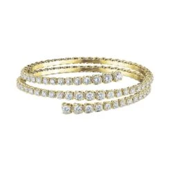 A Link Abbracci 7.88 Ctw 18K Yellow Gold 3 Row Diamond Bypass Bracelet